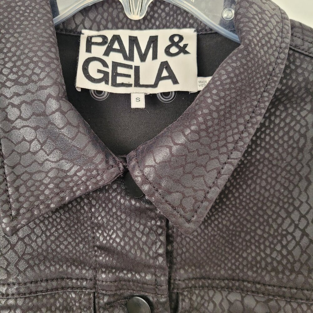 Pam & Gela Black Snakeskin Print Jacket - Picture 2 of 3